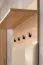 Garderobe Komplett - Set G Angvik, 5-teilig, Farbe: Eiche / Schwarz, zwei Schuhschränke, ein Garderobenschrank, ein Spiegel mit zwei Ablageflächen, vier Haken