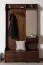 Geräumige Garderobe Kiefer Massivholz 29B, Walnussfarben, 200 x 114 x 37 cm, mit Spiegel und 5 Haken, Ablage, 1 Schublade und viel Stauraum, langlebig