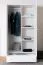 Kleiderschrank Kiefer Vollholz massiv weiß lackiert Junco 08B - Abmessung 195 x 102 x 59 cm (H x B x T)