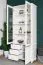 Schlichte Vitrine Kiefer Vollholz Junco 39, in Weiß, 195 x 84 x 42 cm, mit 3 Schubladen und 5 Fächern, einfache und rasche Montage, langlebig, robust