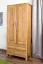 90 cm breiter Kleiderschrank mit 2 Türen, 4 Fächern und 2 Schubladen aus Massiv-Holz | Farbe: Natur | Tiefe: 40 cm Abbildung