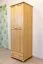 Schmaler Kleiderschrank | 2 Drehtüren | 1 Schublade | 1 Fach | mit Kleiderstange | 65 cm breit | Massivholz | Farbe: Natur Abbildung