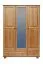 133 cm breiter Kleiderschrank mit 3 Türen, 4 Fächern und 2 Schubladen aus Massiv-Holz | Farbe: Natur | Tiefe: 60 cm Abbildung