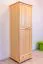 Schmaler Kleiderschrank | 2 Drehtüren | 1 Schublade | 1 Fach | mit Kleiderstange | 65 cm breit | Massivholz | Farbe: Natur Abbildung