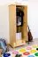 Schmaler Kleiderschrank | 2 Drehtüren | 1 Schublade | 1 Fach | mit Kleiderstange | 65 cm breit | Massivholz | Farbe: Natur Abbildung