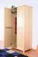 Kleiderschrank | 2 Drehtüren | 1 Fach | mit Kleiderstange | 92 cm breit | Massivholz | Farbe: Natur Abbildung