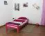 Rosa lackiertes Einzelbett "Easy Premium Line" K1/1n, Vollholz Buche - Matratzenabmessungen 90 x 200 cm, abgerundetes Kopfteil