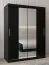 Schiebetürenschrank / Kleiderschrank Bisaurin 3B mit Spiegel, Farbe: Schwarz - Abmessungen: 200 x 150 x 62 cm ( H x B x T)