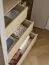 Falttür / Kleiderschrank | Farbe: Beige / Eiche | 3 Schubladen | 1 Hosenhalter | inkl. LED-Beleuchtung mit Bewegungssenor | 160 x 60 x 240 cm