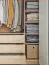 Falttür / Kleiderschrank | Farbe: Eiche | 3 Schubladen | 1 Kleiderstange | 175 x 60 x 240 cm | inkl. LED-Beleuchtung | Soft-Close | 1 Hosenhalter