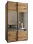 Kleiderschrank / Schiebetürenschrank | 245,5 x 140 x 64 cm | 2 Schiebetüren | Soft-Close | 6 Fächer | 2 Kleiderstangen | Spiegel | Farbe: Eiche Artisan
