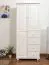 Schmaler Kleiderschrank | 1 Drehtür | 4 Schubladen | mit Kleiderstange | 80 cm breit | Massivholz Kiefer | Farbe: Weiß Abbildung