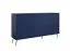 Sideboard / Kommode mit drei Schubladen Egaleo 02, Farbe: Dunkelblau, zwei Türen, zwei Fächer, Griffe & Beine: Metall, Maße: 89 x 156 x 40,5 cm, ABS-Kanten