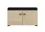 Sitzbank mit Stauraum | 2 Drehtüren | Farbe: Eiche light Port | gepolstertes Sitzkissen | 2 Fächer | Maße: 77 x 35 x 40,5 cm | Beine & Griffe: Schwarz