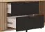Wohnzimmer Komplett - Set A Zvesdara, 6-teilig, Farbe: Eiche Artisan / Schwarz, zwei Vitrinen, ein TV-Schrank, ein Wandregal, eine Kommode, ein Couchtisch, ABS-Kanten