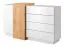 Kommode Gremda 03, Farbe: Eiche / Weiß - 94 x 160 x 45 cm (H x B x T)