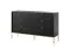 Moderne Kommode mit 6 Schubladen Worthing 64, Farbe: Schwarz / Gold, 91 x 154 x 39 cm, geriffelte Fronten, viel Stauraum, elegantes Design, langlebig