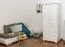 Schmaler Kleiderschrank | 1 Drehtür | 4 Schubladen | mit Kleiderstange | 80 cm breit | Massivholz Kiefer | Farbe: Weiß Abbildung