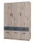 Drehtürenschrank / Kleiderschrank Tripoli 02, Farbe: Eiche / Grau- Abmessungen: 198 x 136 x 54 cm (H x B x T)
