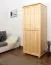 Kleiderschrank | 2 Drehtüren | 4 Fächer | mit Kleiderstange | 80 cm breit | Massivholz | Farbe: Natur Abbildung