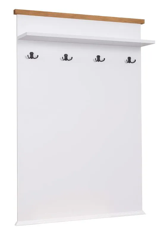 Garderobe "Veternik" 04, Farbe: Weiß / Eiche - Abmessungen: 144 x 99 x 22 cm (H x B x T)