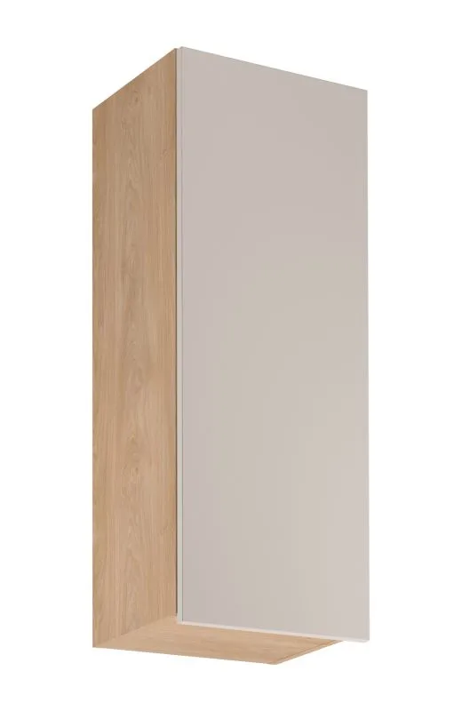 Küchenhängeschrank | 1 Drehtür | Farbe: Eiche Puccini / Beige | Soft-Close Funktion | 3 Fächer | 40 x 32 x 100 cm | schmal | Türanschlag: Rechts