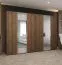 Drehtürenschrank mit vier Kleiderstangen | Farbe: Walnuss | vier Fächer | 3 Meter breit | Griffe: Gold | Soft-Close-Funktion | zwei Spiegeltüren