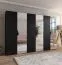 Kleiderschrank | 3 Spiegeltüren | 3 Fächer | Farbe: Schwarz | 3 Kleiderstangen | Griffe: Schwarz | Maße: 300 x 52 x 202 cm | Soft-Close-Funktion