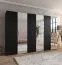 Kleiderschrank | 3 Spiegeltüren | 3 Fächer | Farbe: Schwarz | 3 Kleiderstangen | Griffe: Kaschmir | Maße: 300 x 52 x 202 cm | Soft-Close-Funktion