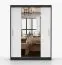 1,5 Meter breiter Kleiderschrank / Schiebetürenschrank | Weiß / Schwarz | Bucegi 04 | mit Spiegel | 2 Türen | Griffe: Aluminium | 250 x 150 x 61 cm