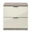 Nachtkommode Sabadell 22, Farbe: Eiche / Beige Hochglanz - 47 x 45 x 38 cm (H x B x T)