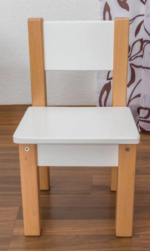 Kindersessel 2er-Set Laurenz Buche Vollholz massiv natur/weiß - Abmessungen: 50 x 28 x 28 cm (H x B x T)