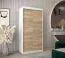 Schiebetürenschrank / Kleiderschrank Jan 01A, Farbe: Weiß matt / Eiche Sonoma - Abmessungen: 200 x 100 x 62 cm ( H x B x T)