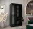 Schiebetürenschrank / Kleiderschrank Bisaurin 1C mit Spiegel, Farbe: Schwarz - Abmessungen: 200 x 100 x 62 cm ( H x B x T)