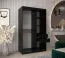 Schiebetürenschrank / Kleiderschrank Jan 02D mit Spiegel, Farbe: Schwarz / Eiche Sonoma - Abmessungen: 200 x 120 x 62 cm (H x B x T)