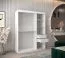 Schiebetürenschrank / Kleiderschrank Bisaurin 3A, Farbe: Weiß matt / Schwarz - Abmessungen: 200 x 150 x 62 cm ( H x B x T)