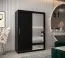 Schiebetürenschrank / Kleiderschrank Bisaurin 3C mit Spiegel, Farbe: Schwarz - Abmessungen: 200 x 150 x 62 cm ( H x B x T)