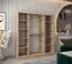 Schiebetürenschrank / Kleiderschrank Bisaurin 4D mit Spiegel, Farbe: Eiche Sonoma - Abmessungen: 200 x 180 x 62 cm ( H x B x T)