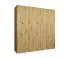 Drehtürenschrank mit zwei Kleiderstangen Eiger 24, Farbe: Eiche Artisan, 2 Meter breit, Kleiderschrank, Griffe: Kaschmir, zwei Fächer, vier Türen, Soft-Close
