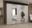 Kleiderschrank / Drehtürenschrank Korab 97, Farbe: Kaschmir, 2,5 Meter breit, drei Kleiderstangen, Soft-Close, zwei Spiegeltüren, Griffe: Schwarz, drei Fächer