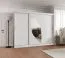 Kleiderschrank Jorasses 22, Farbe: Weiß, zwei Spiegeltüren, 2,5 Meter breit, Schiebetürenschrank, Aluminiumschienen, 10 Fächer, zwei Kleiderstangen