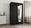 Schiebetürenschrank / Kleiderschrank Aletschhorn 07, Farbe: Schwarz, fünf Fächer, eine Spiegeltür, 1,2 Meter breit, zwei Kleiderstangen, Aluminiumschienen