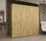 Drehtürenschrank mit zwei Kleiderstangen Eiger 24, Farbe: Eiche Artisan, 2 Meter breit, Kleiderschrank, Griffe: Kaschmir, zwei Fächer, vier Türen, Soft-Close