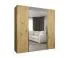 Drehtürenschrank mit zwei Spiegeltüren Eiger 78, Farbe: Eiche Artisan, 2 Meter breit, Griffe: Schwarz, zwei Kleiderstangen, Kleiderschrank, zwei Fächer