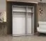 Kleiderschrank / Drehtürenschrank Eiger 74, Farbe: Schwarz, 1,5 Meter breit, eine Spiegeltür, zwei Kleiderstangen, Griffe: Gold, zwei Fächer, Soft-Close-Funktion
