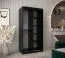 Schiebetürenschrank / Kleiderschrank Musala 03, Farbe: Schwarz, zwei Kleiderstangen, 1 Meter breit, Aluminiumschienen, eine Spiegeltür, fünf Fächer