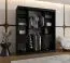 Kleiderschrank / Schiebetürenschrank Ortler 03, Farbe: Schwarz, 1,8 Meter breit, zwei Kleiderstangen, 10 Fächer, Türen mit Rauchglas