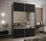 Kleiderschrank / Schiebetürenschrank | Spiegel | 11 Fächer | 245,5 x 170 x 64 cm | 2 Schiebetüren | Soft-Close | Farbe: Schwarz | 2 Kleiderstangen