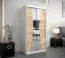 Schiebetürenschrank / Kleiderschrank Naranco 01 mit Spiegel, Farbe: Weiß matt / Eiche Sonoma - Abmessungen: 200 x 100 x 62 cm ( H x B x T)