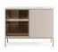 Edle Kommode mit Glastür, in Kaschmir, 83 x 104 x 39 cm, mit 4 geräumigen Fächern, inkl. LED-Beleuchtung, Push-to-open Funktion, 2 Türen